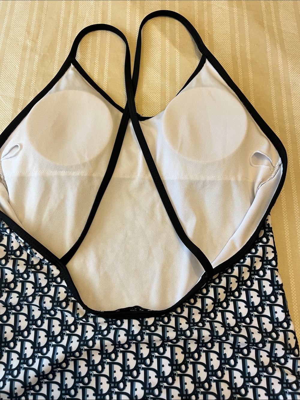 Christian Dior Blue and White Monogram V-Neck One-Piece Swimsuit size S - Picture 3 of 7